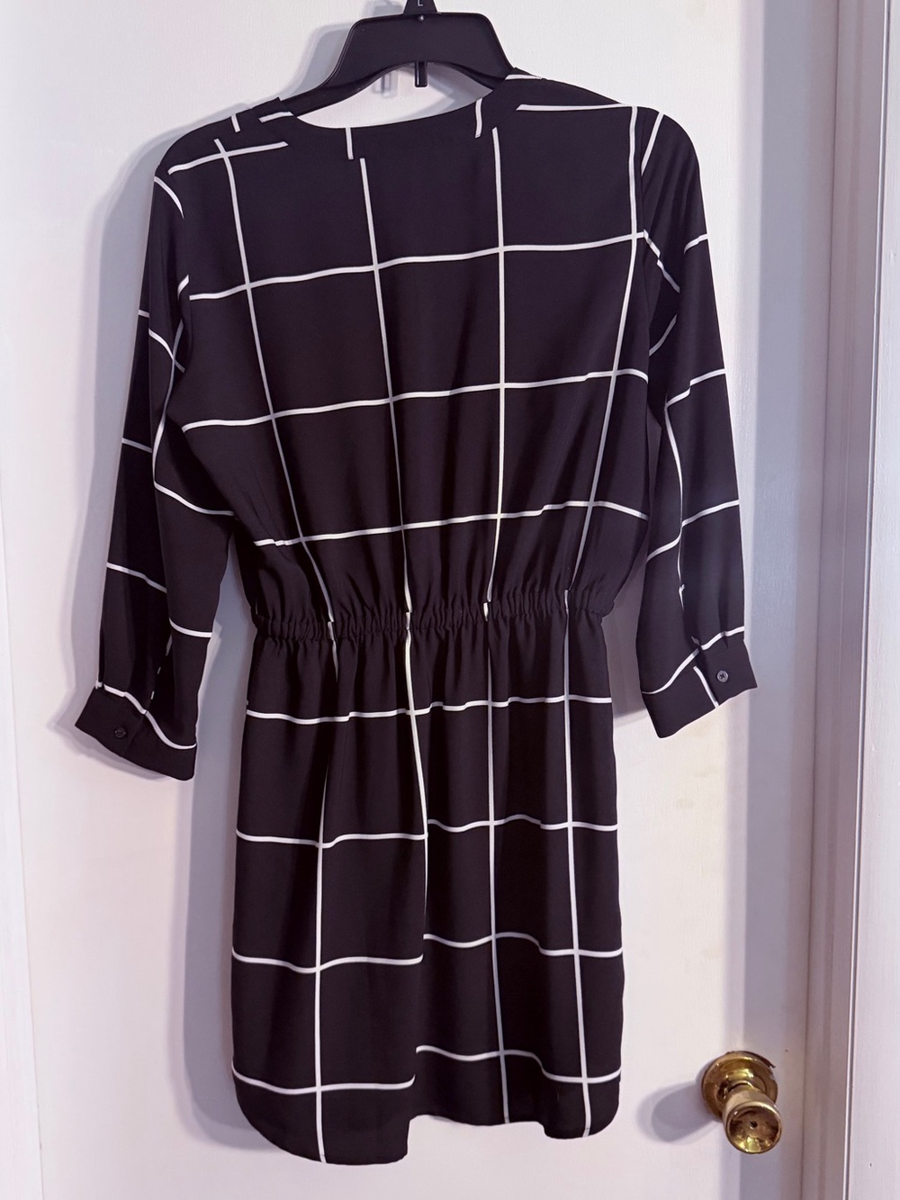 LOFT Black Windowpane Drawstring Waist Tunic - Picture 3 of 5